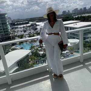 Elegant White Textured Jumpsuit